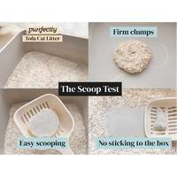 The Scoop Test: Purrfectly tofu litter forms firm clumps, scoops easily and doesn't stick to the box